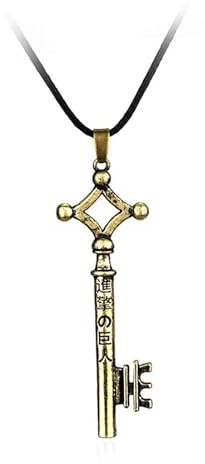 QKEOISUD Collier clé d'attaque, pendentif populaire en alliage d'anime, collier clé de sous-sol d'Eren révélant la vérité du monde, bijou classique pour fan de cosplay, 0, Cuir, Pas de gemme