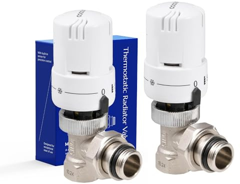 VANCOCO Lot de 2 1/2 Angulaire Blanc Vanne Thermostatique Kit