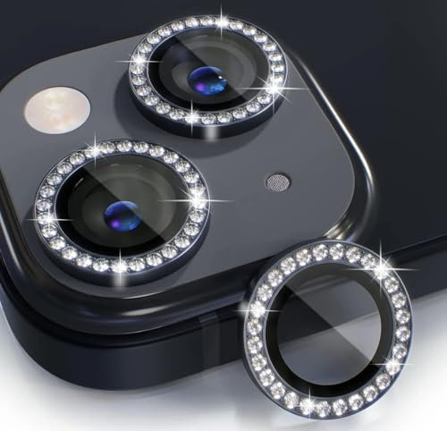 KK KENIK Protezione per obiettivo della fotocamera per iPhone 13, design con anello di cristallo diamantato, vetro temperato 9H, impermeabile, antigraffio per iPhone 13, protezione per obiettivo della