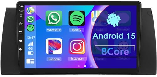 Android CarPlay Radio para BMW E39 1996-2003 9 Pulgada Touchscreen 2 DIN Autoradio con Android Auto Navegación GPS FM Bluetooth RDS AHD Wi-Fi DSP Cámara Trasera(1+32GB 4Core)