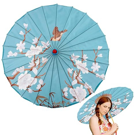 Genérico Ombrelle japonaise en soie huilée fabriquée à la main de 81 cm, résistante au vent faite à la main pour déguisements, bals, voyages, anniversaires