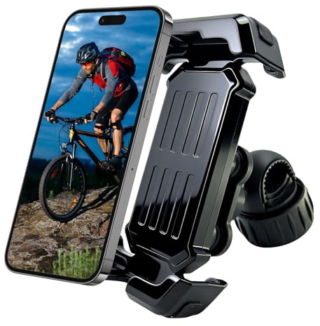 SPTSSWET Motorrad Handyhalterung, Handyhalter Fahrrad,Doppelt Vibrationsgedämpft, 360° Drehbar Universal Lenker Halterung für iPhone 17 16 15 Pro Max 4,7-6,8 Smartphone