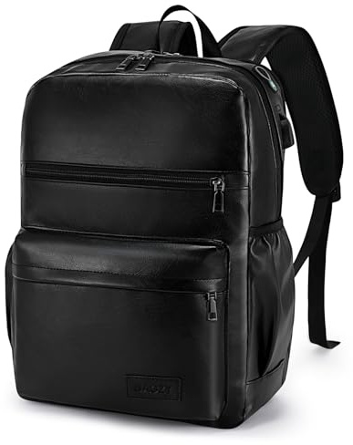 BAGZY Zaino Uomo Pelle Zaini da Viaggio Aereo Bagaglio a Mano 40x30x15 British Airways Air France Impermeabile 20L Zaino Porta PC 15.6 Pollici con Porta USB per Ufficio Moto Lavoro Università Donna