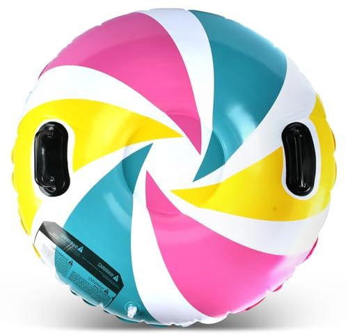 Aufblasbarer Schlitten, 90 cm Snow Tube, Schneeschlitten mit Griffen, Aufblasbarer Schneeschlauch, Schneereifen für Kinder und Erwachsene, Wintersport Outdoor Skaten