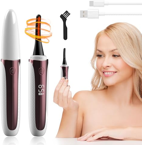 Wimpernzange Beheizbar, Heated Eyelash Curler, Heated Lash Curler, – Natürliche 24h-Krausung, 8s Vorwärmung, Doppelseitige Schutzkämme, Tragbar Mit Type-C Aufladung