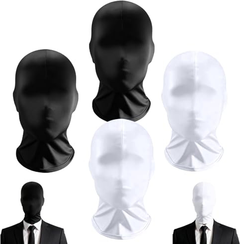 SHIQUAN 4 Stück Vollgesichtsmaske, 35 * 25cm(Schwarz, Weiß) | Atmungsaktives Material, Unisex, Zuschneidbar, Hautfreundliches Polyester für Halloween, Cosplay, Party, Cosplay, ect