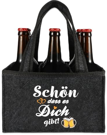 Schön Dass es Dich Gibt Geschenk Flaschentasche, Lustig Geburtstagsgeschenk | Weihnachtsgeschenke Männerhandtasche, Lustige Geschenke für Männer, Männergeschenke Geburtstag Flaschentasche Filz