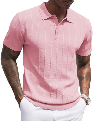 COOFANDY Polo Uomo Manica Corta Estate Casual Vacanza Bottone Maglia Stretch Golf T-Shirt