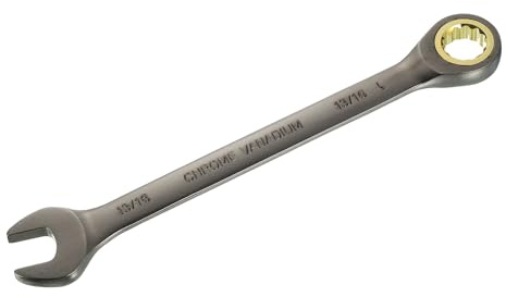 sourcing map 13/16 Ratcheting Combination Wrench Spanner SAE 90 Teeth 12 Point Ratchet Box Ended Open End Spanner Tools with 4° Ratcheting Precision CR-V Spanner for Auto Repairs