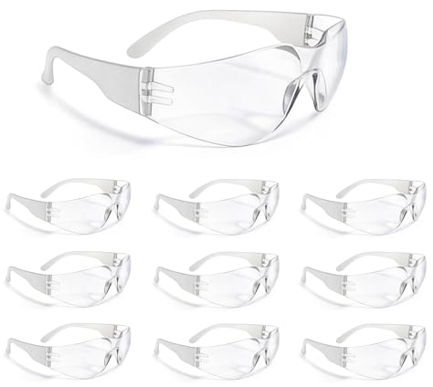 BIRDDIE 10er-Pack Schutzbrillen, Anti-Beschlag-Schutzbrille für Arbeit, Heimwerker und Outdoor, für Arbeit, Heimwerker, Schießen und Outdoor-Aktivitäten