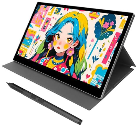 Tablette Graphique avec Écran 15,6 Pouces, 16384 Niveaux de Pression | Écran FHD Laminé 120% sRGB, Stylet Sans Batterie pour Dessin, Illustration et Design