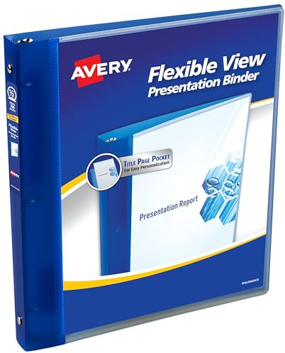 Avery Flexible View 3 Ring Binder, 1/2 Inch Round Rings, 1 Blue Binder (17670)