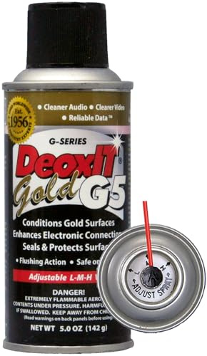 CAIG LABORATORIES DeoxIT Gold G5S-6 Spray, Enhancer/Conditioner/Protector for Gold and Plated Surfaces, 142g, L-M-H Valve, Pack of 1