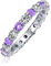 Kubische Zirkonia Lila Weiß Abwechselnd Stapelbarer CZ Ewigkeitsring Simulierter Amethyst Sterlingsilber Februar Monat