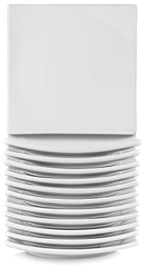 10 Strawberry Street CATERING-12CPBWL Catering Packs Coupe Square Appetizer Plate Set, Porcelain, White