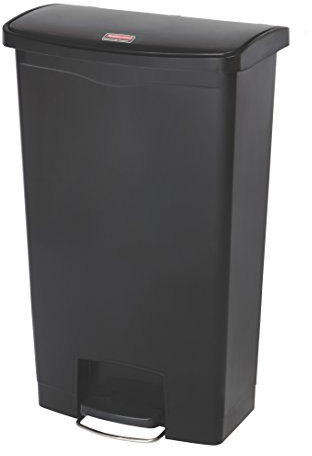 Rubbermaid Commercial Products Slim Jim 1883613 68 Litre Front Step Step-On Resin Wastebasket - Black