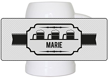 Bierkrug mit Namen Marie und schönem Bieretikett-Motiv | Bier-Humpen | Bier-Seidel für Frauen