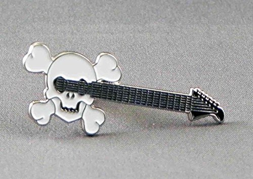 Metall-Emaille-Anstecker, Rock-Musik-Gitarre, Totenkopf, Bike, Gothic, Emo