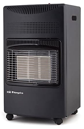 Orbegozo HCE 73, Estufa gas butano, 4200 W, 3 niveles de potencia, triple sistema de seguridad, apta para gas butano y propano, asa para transporte, ruedas pivotantes multidireccionales, color negro
