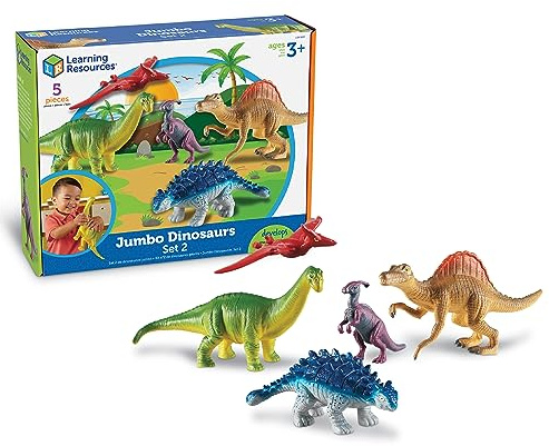 Learning Resources Jumbo Dinosaurs Set 2 Multicoloured LER0837 | Kids Dinosaur Toys, Large Dinosaur Figures, Figurines for Kids, Toddler Animal Figurines, Dino Bath Toys, Play Dinosaurs