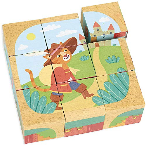 Vilac- Cubes aus Holz, Les Contes, 2407, Mehrfarbig