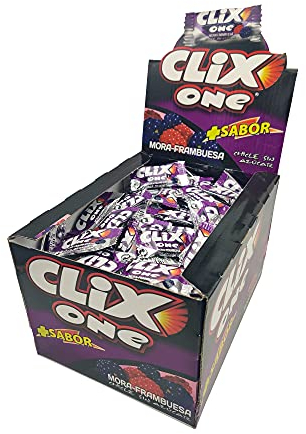 CLIX ONE MORA-FRAMBUESA - CHICLE SIN AZÚCAR - Caja de 200 unidades