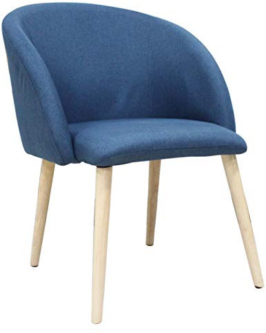 SVITA Polsterstuhl Stuhl Küchen-Stuhl Stoff Holz-Beine Retro Vintage Stil Esszimmerstuhl bequem (blau, S2)
