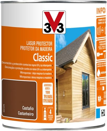 V33 Protector Decorativo De La Madera Classic Satinado Castaño 0,75L