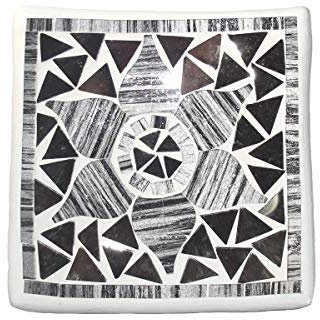 Deko - Schale Glasmosaik eckig 15 cm, grau - anthrazit silberglitter/Spiegel