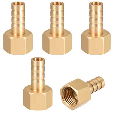 sourcing map Raccord Cannelé Laiton Tuyau Barbillon Connecteur 8mm Barbillon G1/4 Femelle Filetage Tuyau Adaptateur 5Pcs