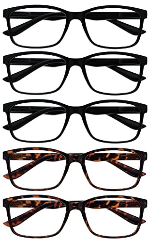 OPULIZE Reading Glasses Mens Large Black Brown Readers Value 5 Pack Designer Style Spring Hinges RRRRR83-11122 +2.00