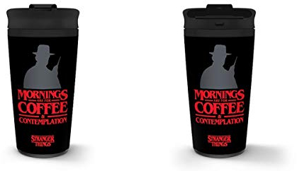 Stranger Things MTM25371 - Taza de viaje (metal, 425 ml), diseño con texto en inglés