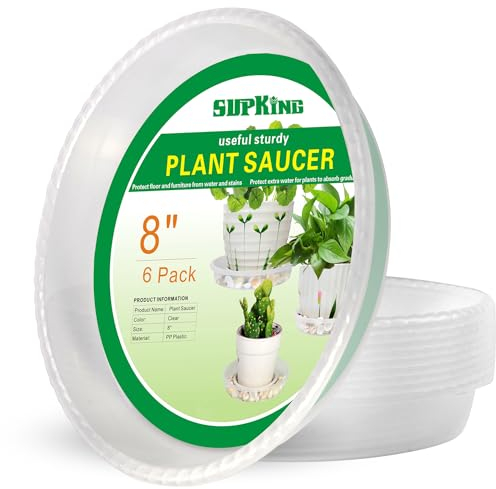 DBELL Soucoupe Transparente Circulaire pour Plantes - Plastique Vinyle Robuste et Durable - Bac à Plantes étanche sans Trous pour intérieur et extérieur 8 -9 Pack Claire