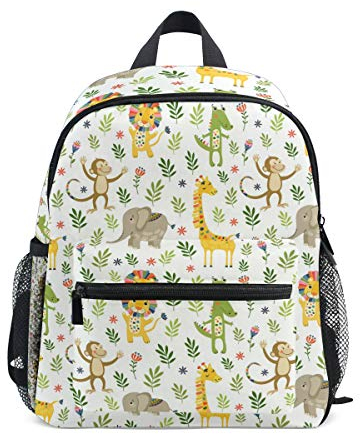 ISAOA Kinder-Rucksack, Kleinkind, Kindertasche für Jungen und Mädchen, kleine Schultasche, Löwe, Giraffe, Affe und Krokodil-Rucksack, Design für Kinder von 2–6 Jahren