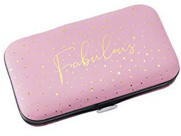 Viola 'Fabulous' Kit Manicure Rosa | Viene fornito in confezione regalo | Strumenti in acciaio inox argento tra cui forbici per unghie, pinzette, tagliaunghie, spingicuticole, lima per unghie da donna