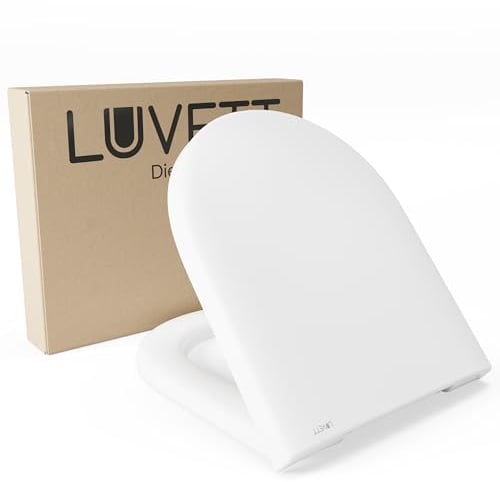LUVETT® WC-Sitz D600 D-Form Weiß mit Absenkautomatik SoftClose, EasyClean (abnehmbar), Duroplast, einfache Befestigung von oben oder unten, Made in EU, u.a. für Laufen Pro