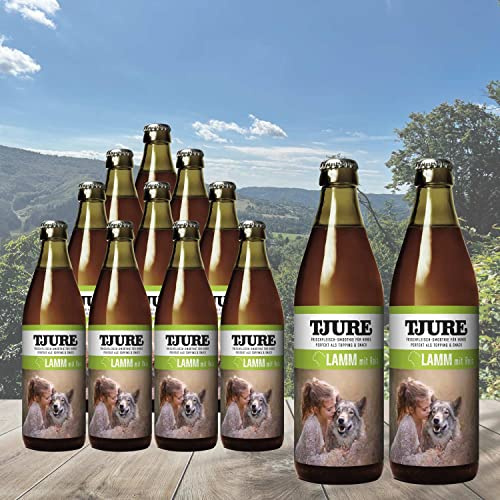 TJURE Hundesmoothie | Lamm & Reis | 12 x 320 ml | Flüssignahrung für Hunde mit empfindlichem Magen | Getreidefrei | Gut verträglich | Lebensmittelqualität | Made in Germany