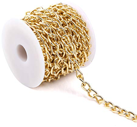 ALEXCRAFT 5 Meter Gold Gliederkette Schmuck Ketten Selber Mache Verdreht Kabel Link Kette Basteln Zubehör Halskette Ketten für Schmuckherstellung