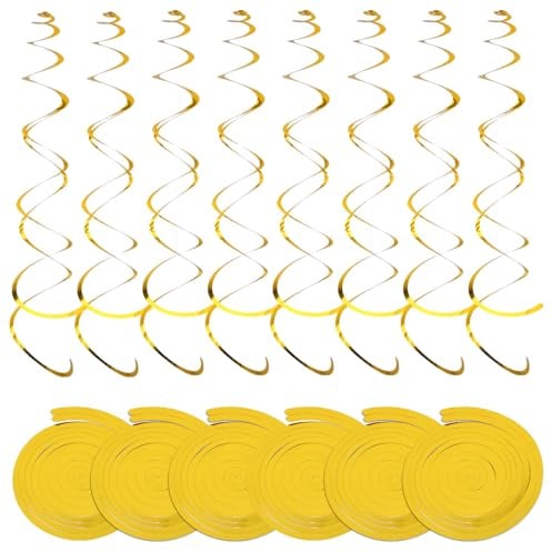 36 Stück Geburtstag Wirbel Deko, Luftschlangen Gold, Spiralen Girlande, Geburtstage Mädchen Junge, Geburtstagsdeko, Golden Hochzeit, Party, Deko Goldene Hochzeit