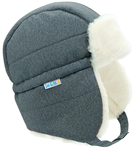 Jan & Jul Warme Winddichte Trapper Wintermütze für Säuglinge Jungen Mädchen (S: 3-9M, Heidekrautgrau)