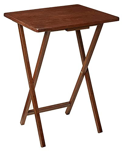 Unibos Indoor &Outdoor Tea Coffee Snacks Garden Camping TV Laptop Portable Folding Sturdy and Durable Rubber Wood Table (Honey Oak)