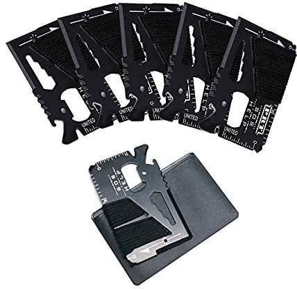 fuvooi 14-in-1-Bieröffner, Überlebenskarten-Werkzeug, Kreditkartengröße, Geldbörse, Multitool, Geschenk für Männer und Gadgets, taktisches Überlebenswerkzeug (5 Stück)