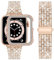 wutwuk Compatible Bracelet Apple Watch 38mm, Bling Métal Femme Brillant Bracelet de Montre avec Protective Coque, Remplacement de Bracelet avec Strass Diamant pour iWatch Séries 3 2 1 - Or Rose 38mm