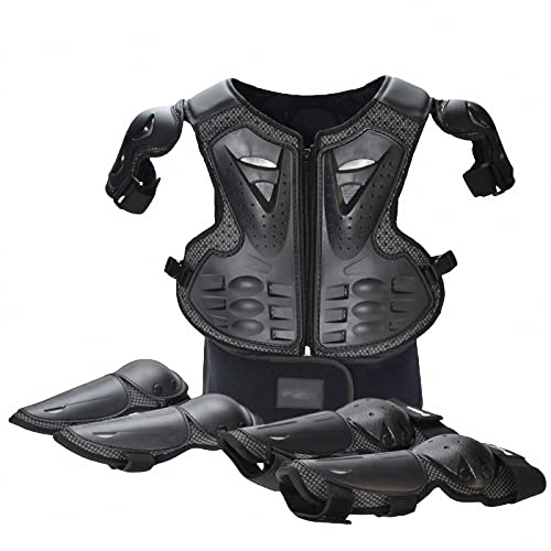 MAOTN Kinder Motorrad rüstungsanzug+ellbogenschützer+knieschützer, MTB Motorcross Downhill Protektoren,Brust rücken beschützer Gear, renn,ski protektorenweste brustpanzer