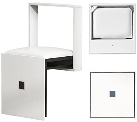 EEUK Klappsitz Wand, wandklappstuhl gepolstert Ultradünner Unsichtbarer Schuhwechselhocker aus Massivholz Platzsparend 300 Kg Tragend Für Foyer,Veranda,Garderobe,Balkon,Bad(Color:Weiß)