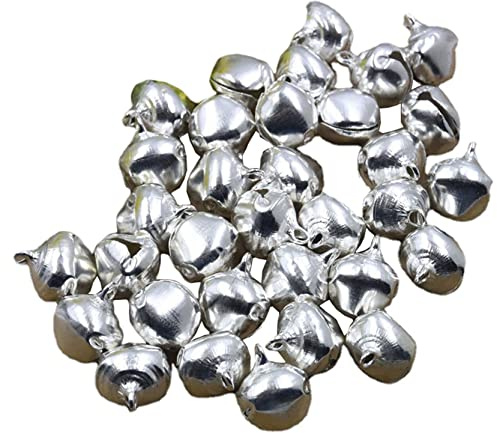 Anawakia 100 Stück Glöckchen Schellen Glocken, Klein Glöckchen Weihnachten Hochzeit Dekoration Glöckchen Schellen Weihnachtsbaum Anhänger (Silber,6mm)