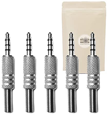 Adaptout 5X - Toma mini jack de 3,5 mm macho TRRS stereo micro 4 pines para soldar minijack