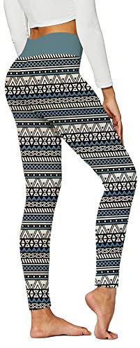 Frauen in voller Länge Workout Laufsport Strumpfhosen Butt Lift Yogahosen Tribal Style Bedruckte Leggings hoch taillierte Yogahosen Leggings Mit Taschen Am Po
