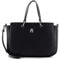 Tommy Hilfiger Damen Tasche TH Emblem Satchel mit Reißverschluss, Schwarz (Black), Einheitsgröße
