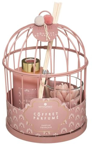 Atmosphera - Coffret Cadeau Parfumé Merveilleuse - Cage, Bougie et Diffuseur 100ml, D 14 x H 20 cm - Parfum d'Ambiance, Décoration Bohème